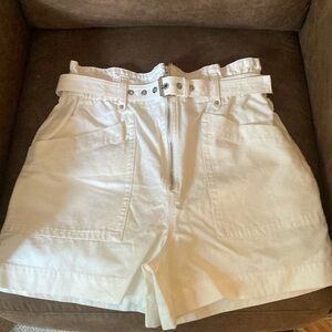 Banana Republic Linen High Waist White Shorts with Belt